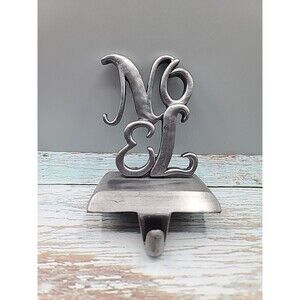 Noel Christmas Stocking Holder Metal Silver Tone